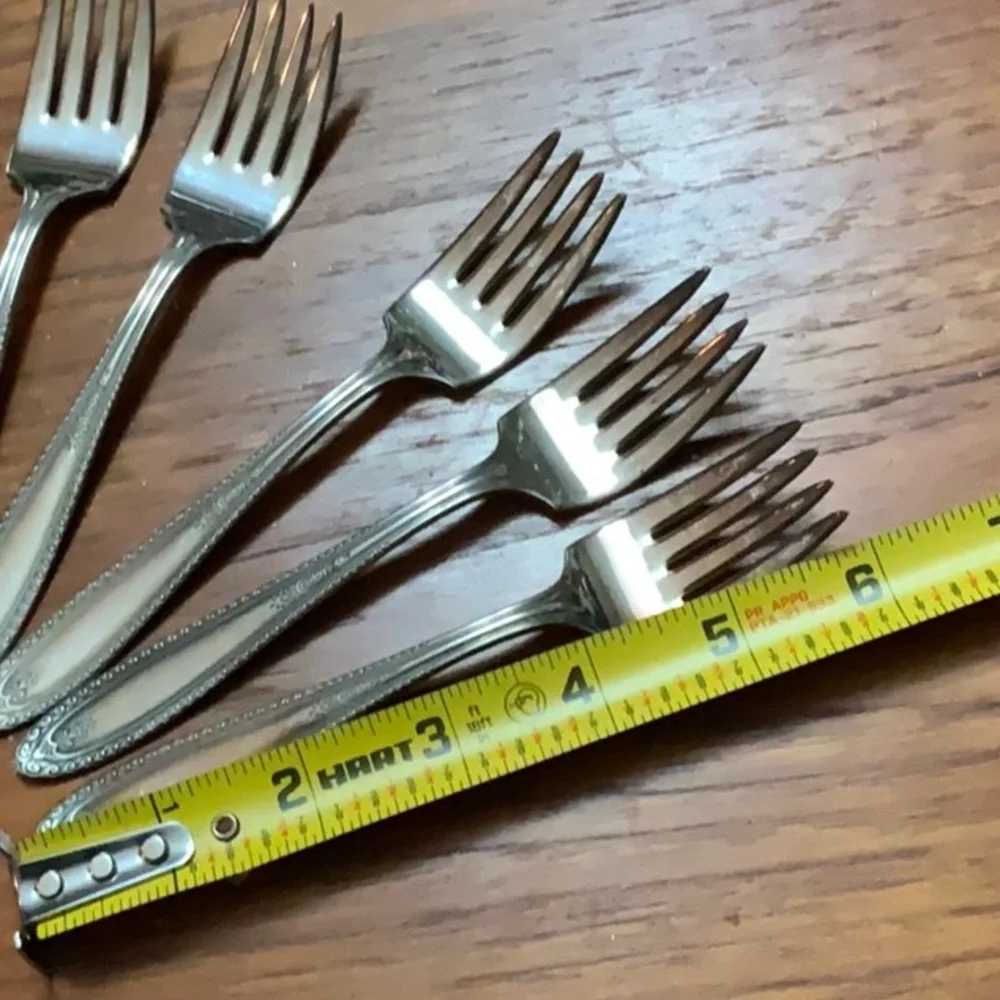 Six Fashion Plate Dessert Forks Vintage